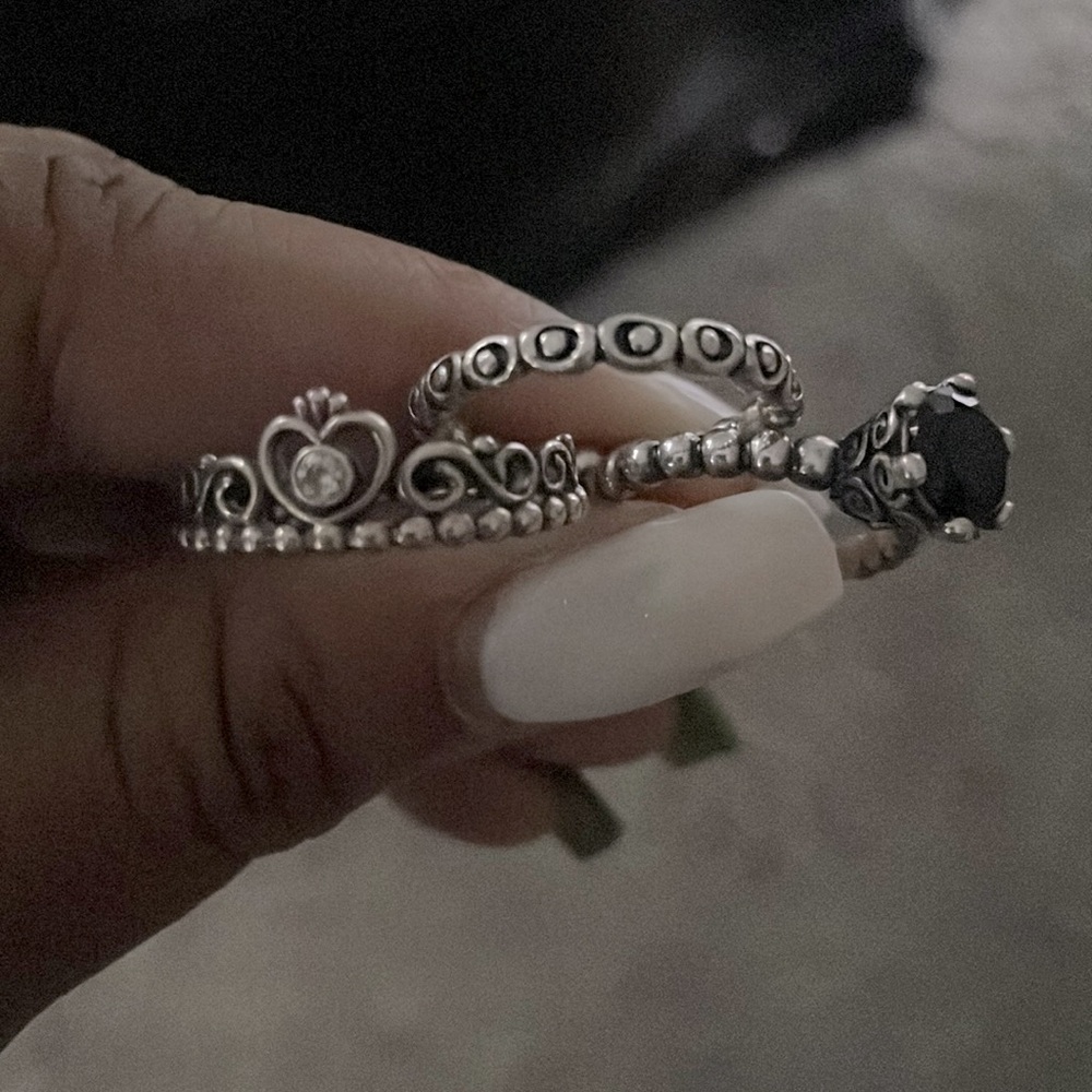 Sterling silver stackable, Pandora rings, authentic